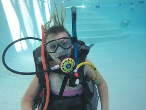 PADI Junior Open Water diver during pool training